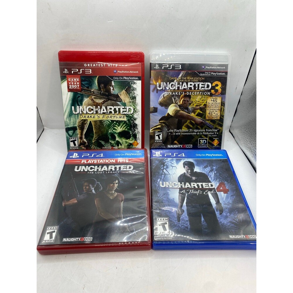 Uncharted Bundle 1 3 4 Lost Legacy Complete Tested Working PS3 PS4 ( 4 game lot)
